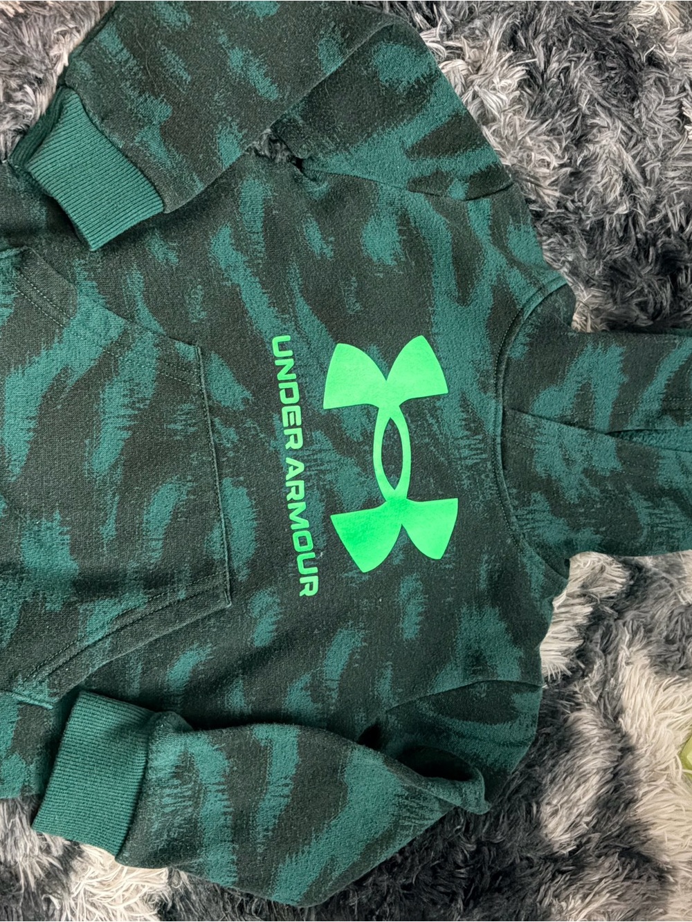 Under Armour Green Camo Kids Hoodie with Bright Logo